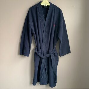 Polo Ralph Lauren Navy Blue Waffle Knit Cotton Robe, L/XL